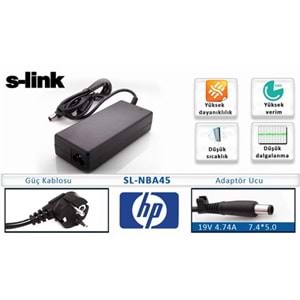 S-link SL-Nba45 19V 4.74A 7.4*5.0 HP Compaq Notebook Adaptör