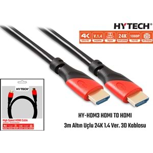 Hytech 1.4V 3m. Hdmi Altın Uçlu 24K 3D Kablosu hdtv3