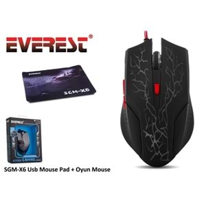 Everest SGM-X6 2 İN 1 SET OYUNCU USB MOUSE VE MOUSE PAD