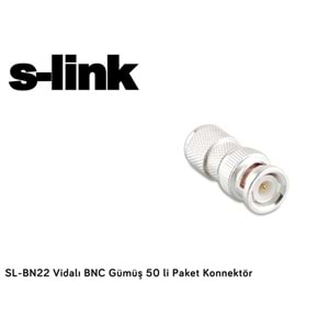 S-link SL-BN22 Vidalı BNC Gümüş 50 li Paket Konnektör