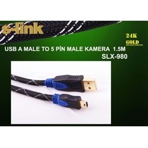 S-link SLX-980 Usb 1.5m 5Pin Gold Klıflı Kamera Kablosu