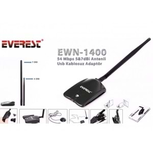 Everest Ewn-1400 54 Mbps Usb 5&7dBi Antenli Kablosuz Adaptör