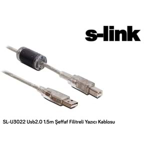 S-link SL-U3022 Usb2.0 1.5m Şeffaf Filitreli Yazıcı Kablosu