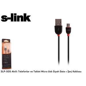S-link SLP-505 Micro Usb Siyah Data + Şarj Kablosu Akıllı Telefonlar
