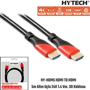 Hytech HDMI 1.4v 5m Hdtv5 Altın Uçlu 24K 3D Kablosu