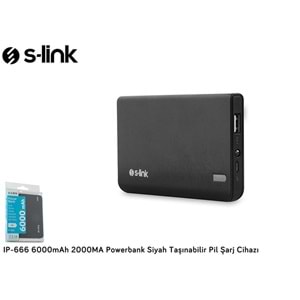 S-link IP-666 6000mAh 2000MA Powerbank Siyah Taşınabilir