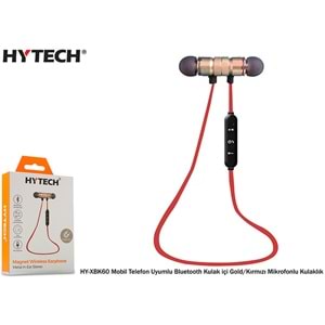 Hytech HY-XBK60 Mobil Telefon Uyumlu Bluetooth Kulak içi Gold/Kırmızı