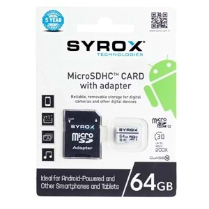 Syrox 64Gb MicroSDHC Hafıza Kartı Class 10