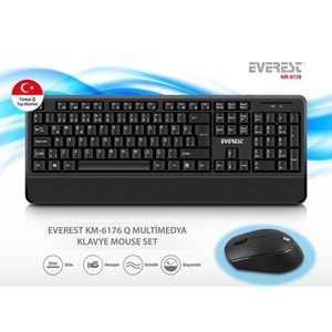 Everest KM-6176 OFFICAL Siyah Kablosuz Klavye + Mouse Set