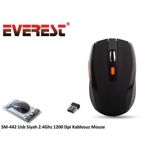 Everest Sm-442 5 Tuşlu Siyah 1200 Dpi Kablosuz Mouse
