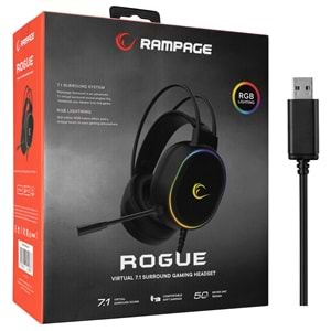Rampage ROGUE Siyah USB RGB Ledli Gaming Oyuncu Mikrofonlu Kulaklık