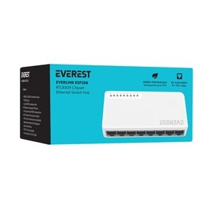 Everest EVERLINK ESF208 8 Port 10/100Mbps RTL8309 Chipset Fast Ethernet Masaüstü Switch Hub