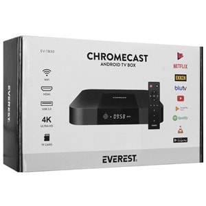 Everest EV-TB30 Amlogic 905W Işlemci 2G RAM+16 Dahili Hafizasi Wifi+ Quad core ARM Cortex-A53 Kumandalı Android TV Box