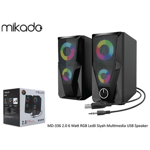 Mikado MD-336 2.0 6 Watt RGB Ledli Siyah Multimedia USB Speaker
